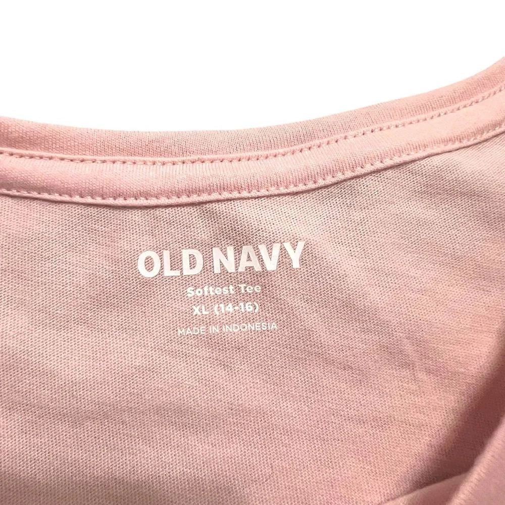 Old Navy XL (14-16) Pink Heart Pocket Tee Shirt